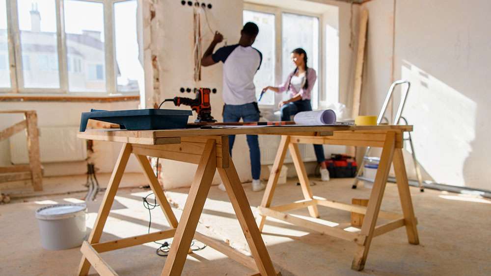 A couple making home improvements