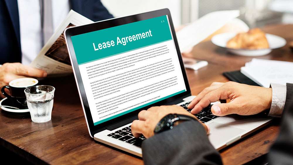 Electronic version of a lease agreement on a laptop computer